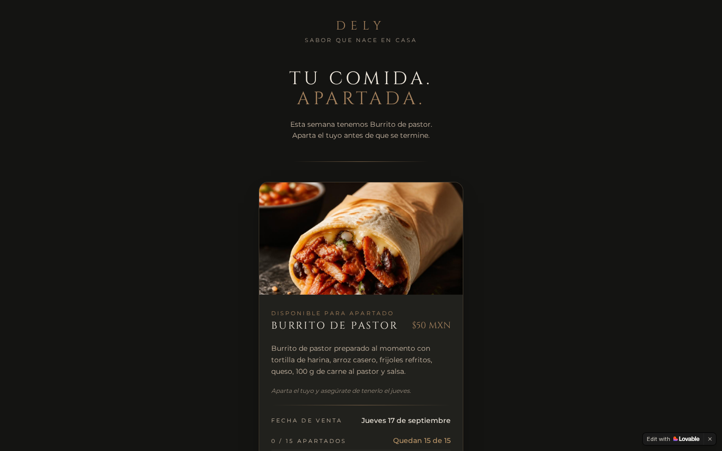 Vista del sitio de DELY